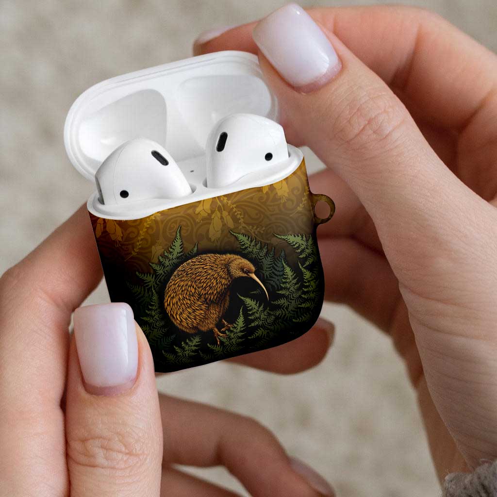 New Zealand Kiwi Bird AirPods Case Silver Fern Mix Maori Pattern LT05 - Polynesian Pride