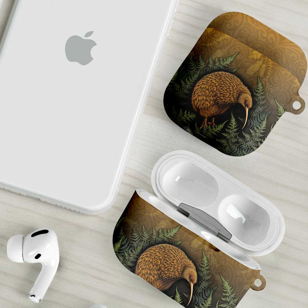 New Zealand Kiwi Bird AirPods Case Silver Fern Mix Maori Pattern LT05 - Polynesian Pride