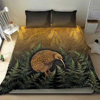 New Zealand Kiwi Bird Bedding Set Silver Fern Mix Maori Pattern