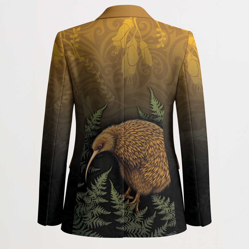 New Zealand Kiwi Bird Blazer Silver Fern Mix Maori Pattern