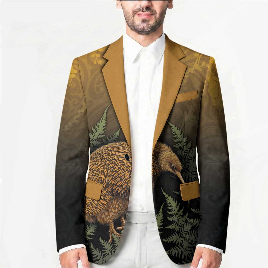 New Zealand Kiwi Bird Blazer Silver Fern Mix Maori Pattern