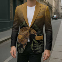 New Zealand Kiwi Bird Blazer Silver Fern Mix Maori Pattern