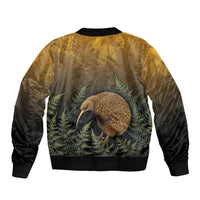 New Zealand Kiwi Bird Bomber Jacket Silver Fern Mix Maori Pattern
