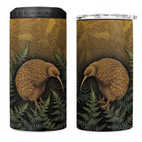 New Zealand Kiwi Bird 4 in 1 Can Cooler Tumbler Silver Fern Mix Maori Pattern LT05 One Size: 16 oz Brown - Polynesian Pride
