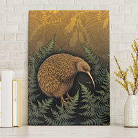 New Zealand Kiwi Bird Canvas Wall Art Silver Fern Mix Maori Pattern LT05 Without Frame Brown - Polynesian Pride