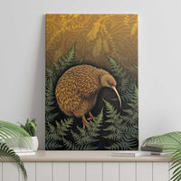 New Zealand Kiwi Bird Canvas Wall Art Silver Fern Mix Maori Pattern LT05 - Polynesian Pride