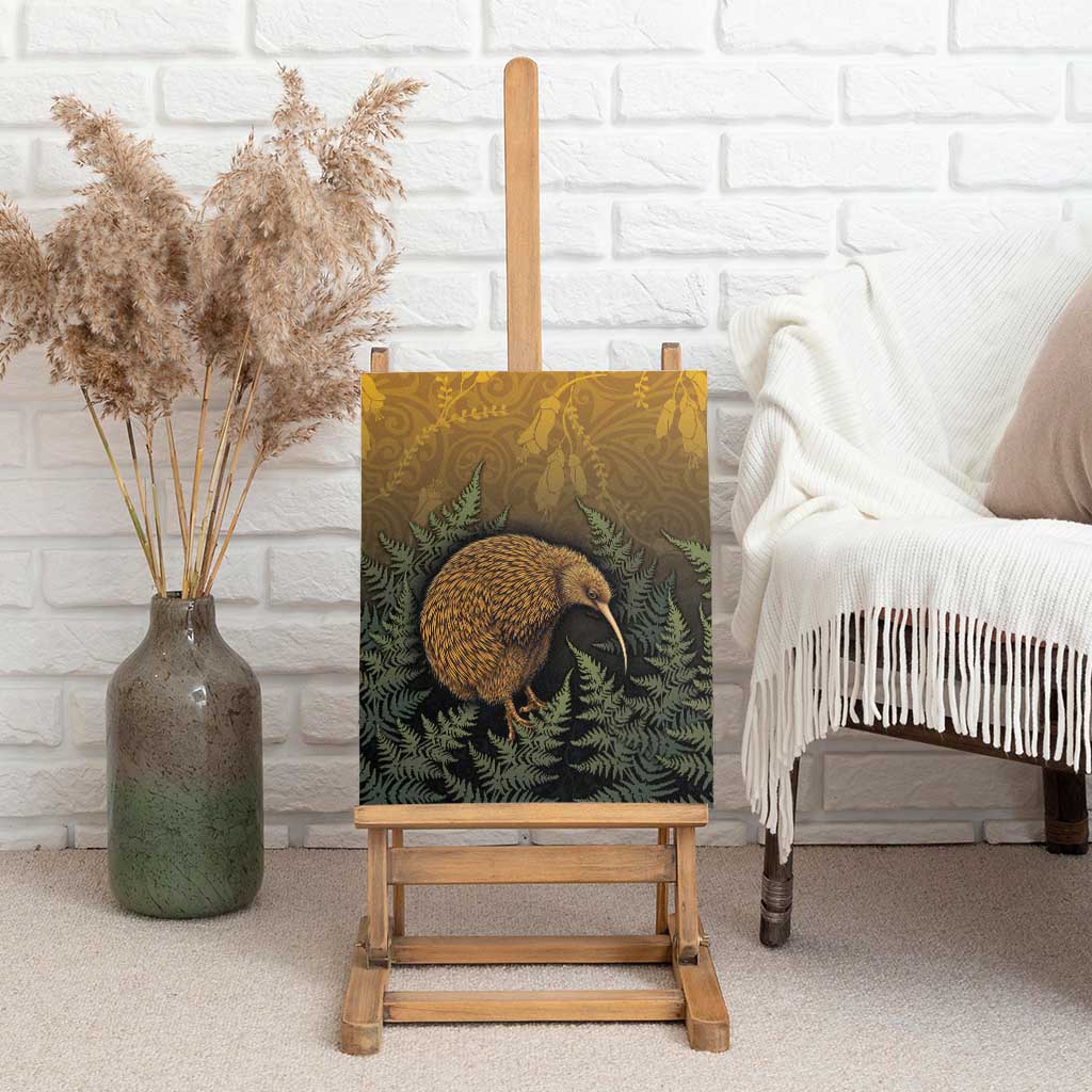 New Zealand Kiwi Bird Canvas Wall Art Silver Fern Mix Maori Pattern LT05 - Polynesian Pride