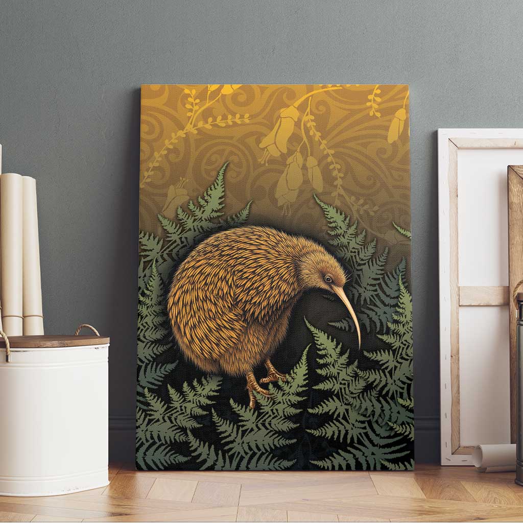 New Zealand Kiwi Bird Canvas Wall Art Silver Fern Mix Maori Pattern LT05 - Polynesian Pride