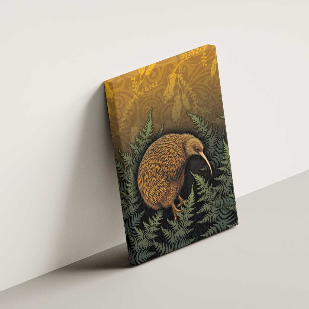 New Zealand Kiwi Bird Canvas Wall Art Silver Fern Mix Maori Pattern LT05 - Polynesian Pride