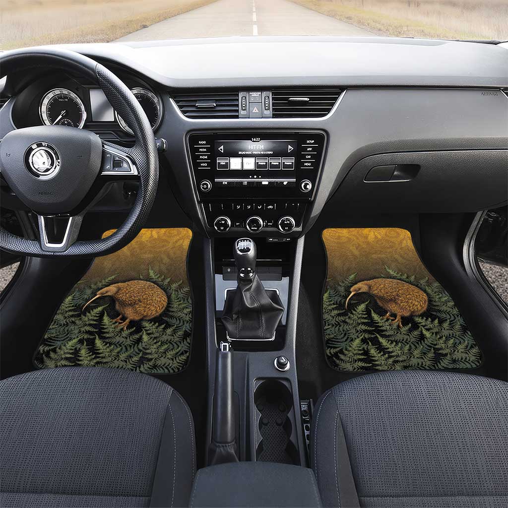 New Zealand Kiwi Bird Car Mats Silver Fern Mix Maori Pattern