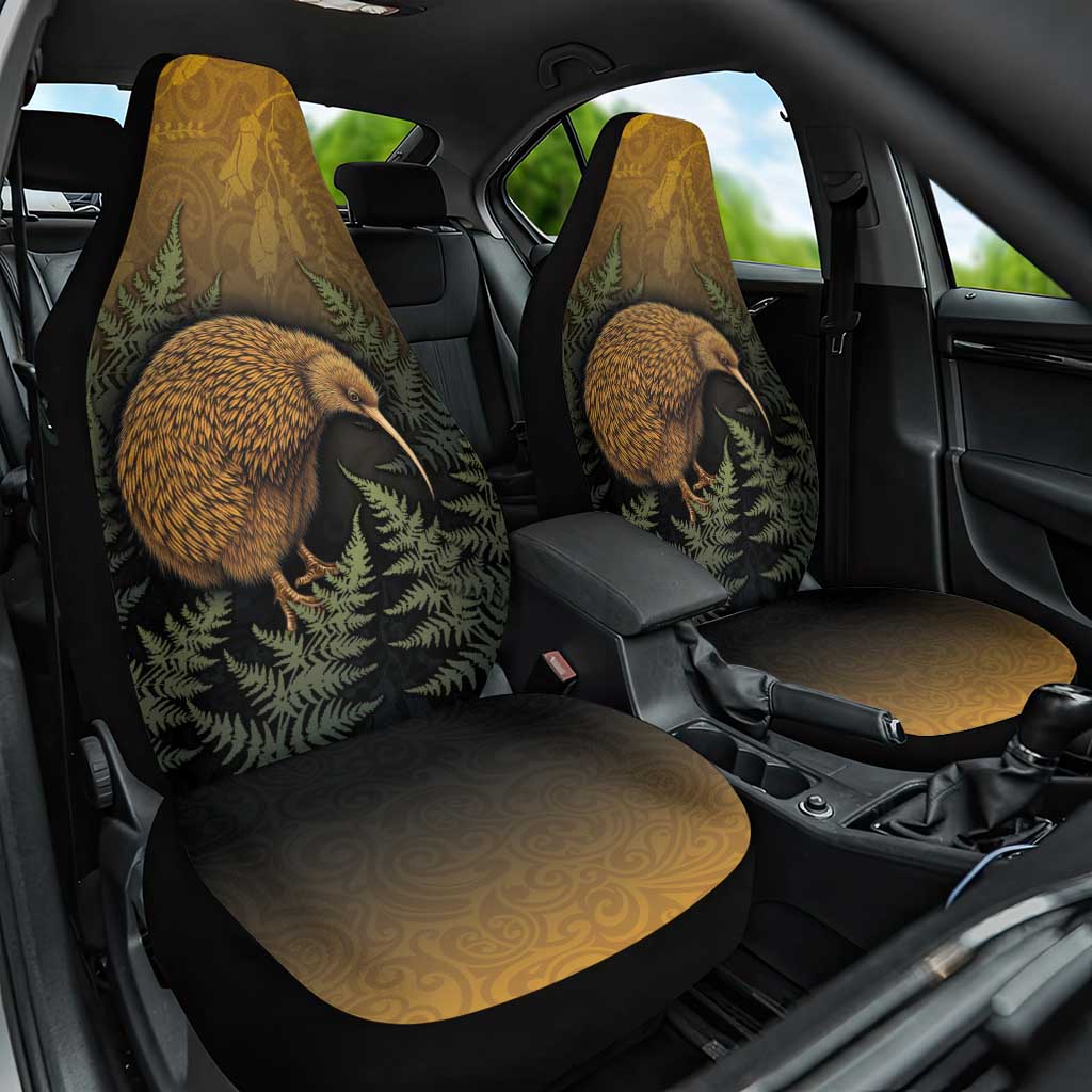 New Zealand Kiwi Bird Car Seat Cover Silver Fern Mix Maori Pattern