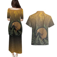 New Zealand Kiwi Bird Couples Matching Puletasi and Hawaiian Shirt Silver Fern Mix Maori Pattern LT05 - Polynesian Pride