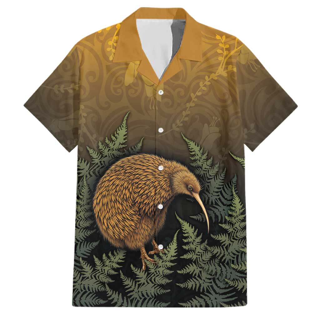 New Zealand Kiwi Bird Family Matching Long Sleeve Bodycon Dress and Hawaiian Shirt Silver Fern Mix Maori Pattern LT05 Dad's Shirt - Short Sleeve Brown - Polynesian Pride