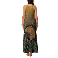 New Zealand Kiwi Bird Family Matching Tank Maxi Dress and Hawaiian Shirt Silver Fern Mix Maori Pattern LT05 - Polynesian Pride