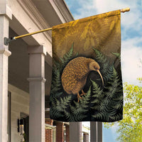 New Zealand Kiwi Bird Garden Flag Silver Fern Mix Maori Pattern LT05 House Flag Brown - Polynesian Pride