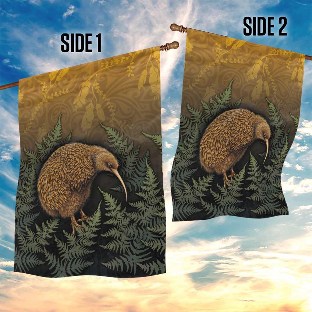 New Zealand Kiwi Bird Garden Flag Silver Fern Mix Maori Pattern LT05 - Polynesian Pride
