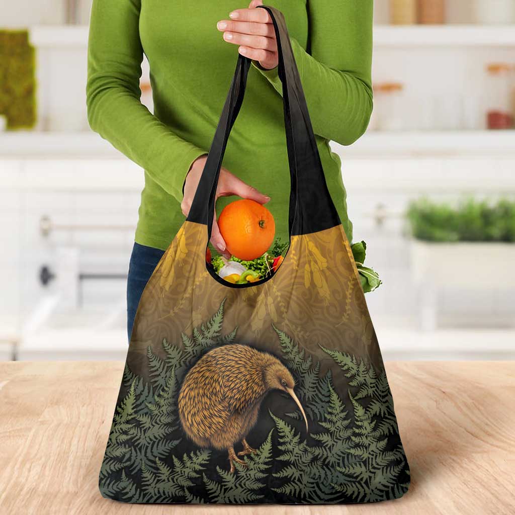 New Zealand Kiwi Bird Grocery Bag Silver Fern Mix Maori Pattern LT05 - Polynesian Pride