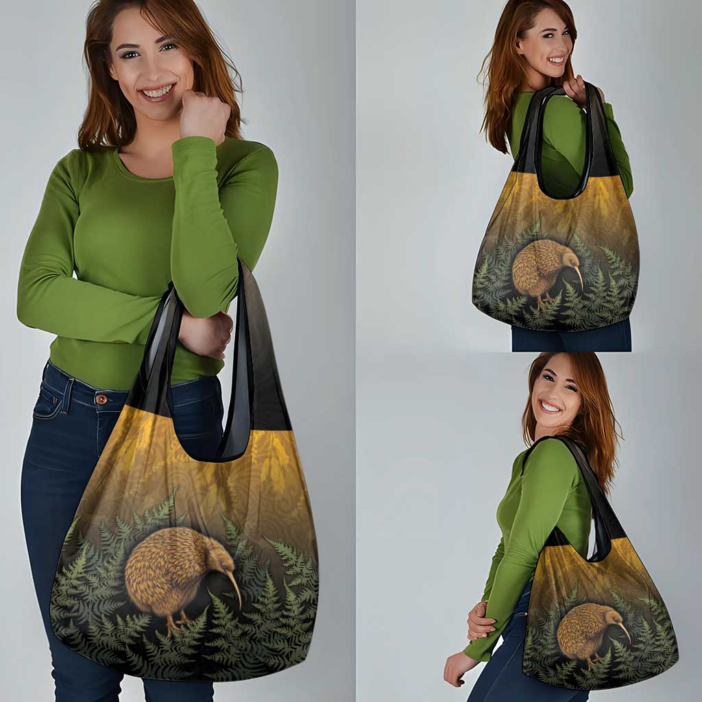 New Zealand Kiwi Bird Grocery Bag Silver Fern Mix Maori Pattern LT05 - Polynesian Pride