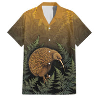 New Zealand Kiwi Bird Hawaiian Shirt Silver Fern Mix Maori Pattern
