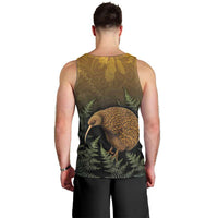 New Zealand Kiwi Bird Men Tank Top Silver Fern Mix Maori Pattern LT05 - Polynesian Pride