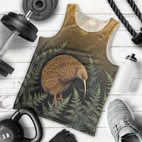 New Zealand Kiwi Bird Men Tank Top Silver Fern Mix Maori Pattern LT05 - Polynesian Pride