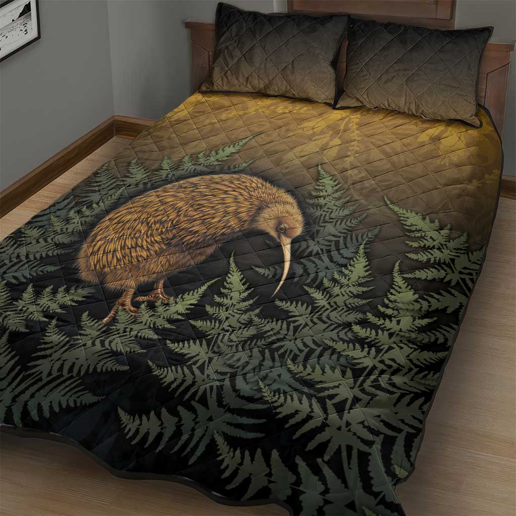 New Zealand Kiwi Bird Quilt Bed Set Silver Fern Mix Maori Pattern
