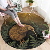New Zealand Kiwi Bird Round Carpet Silver Fern Mix Maori Pattern LT05 - Polynesian Pride