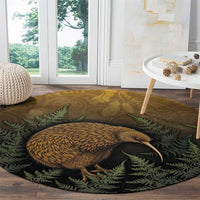 New Zealand Kiwi Bird Round Carpet Silver Fern Mix Maori Pattern LT05 - Polynesian Pride