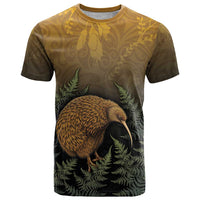 New Zealand Kiwi Bird T Shirt Silver Fern Mix Maori Pattern LT05 Brown - Polynesian Pride