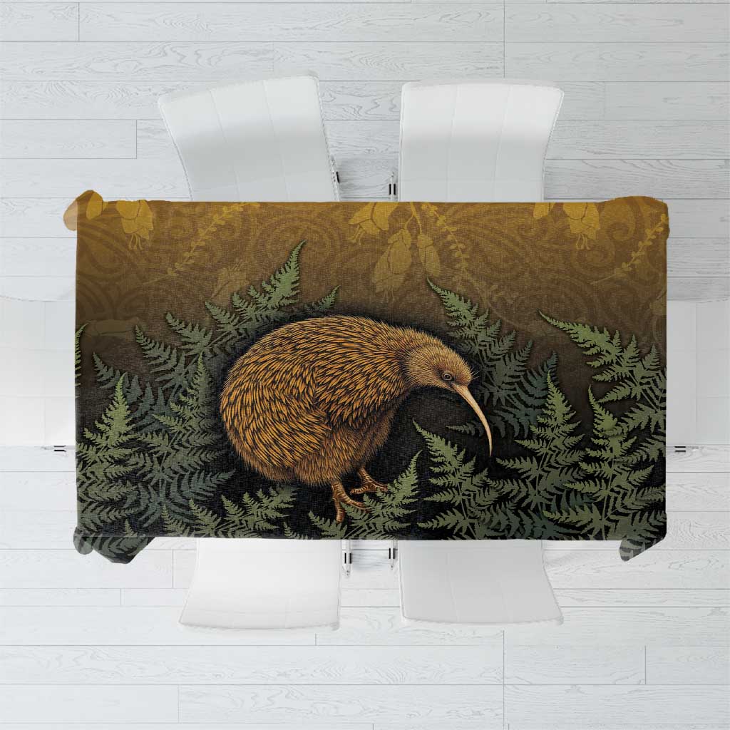New Zealand Kiwi Bird Tablecloth Silver Fern Mix Maori Pattern