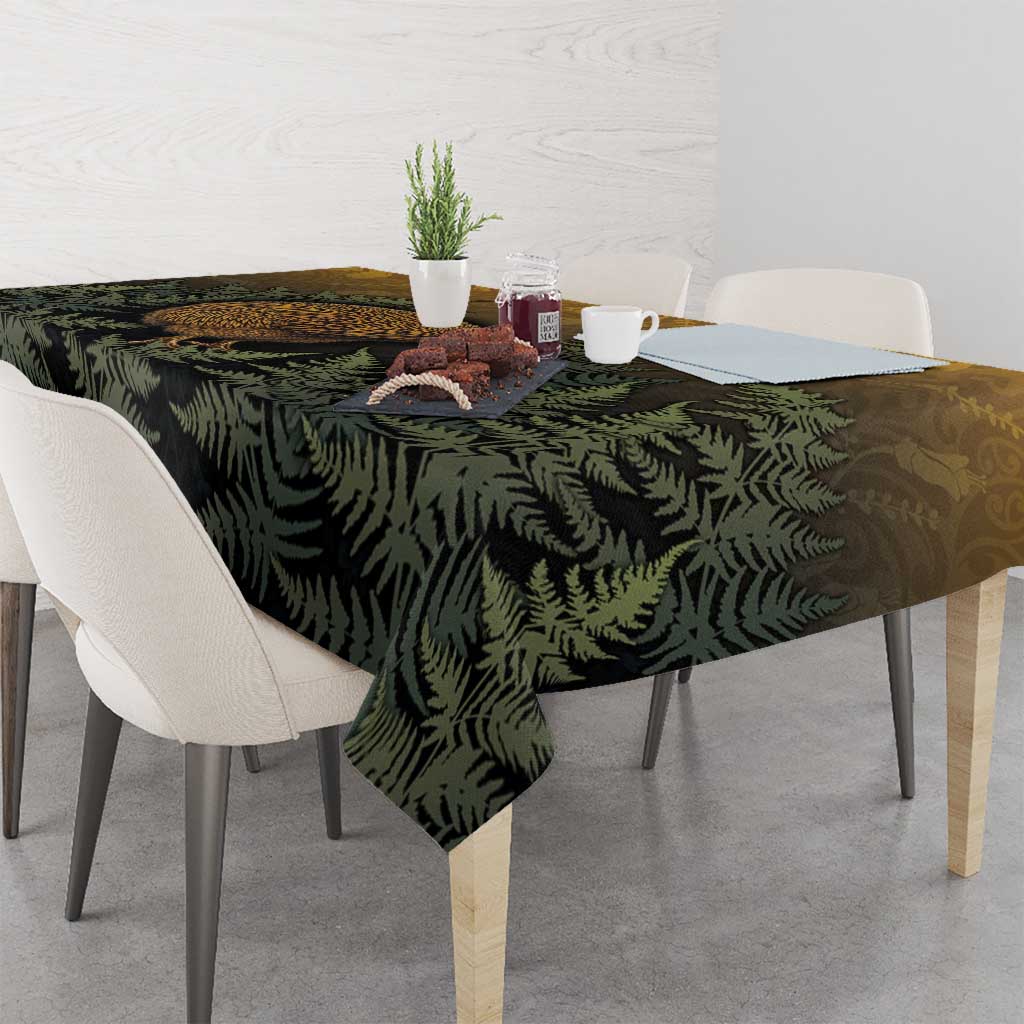 New Zealand Kiwi Bird Tablecloth Silver Fern Mix Maori Pattern