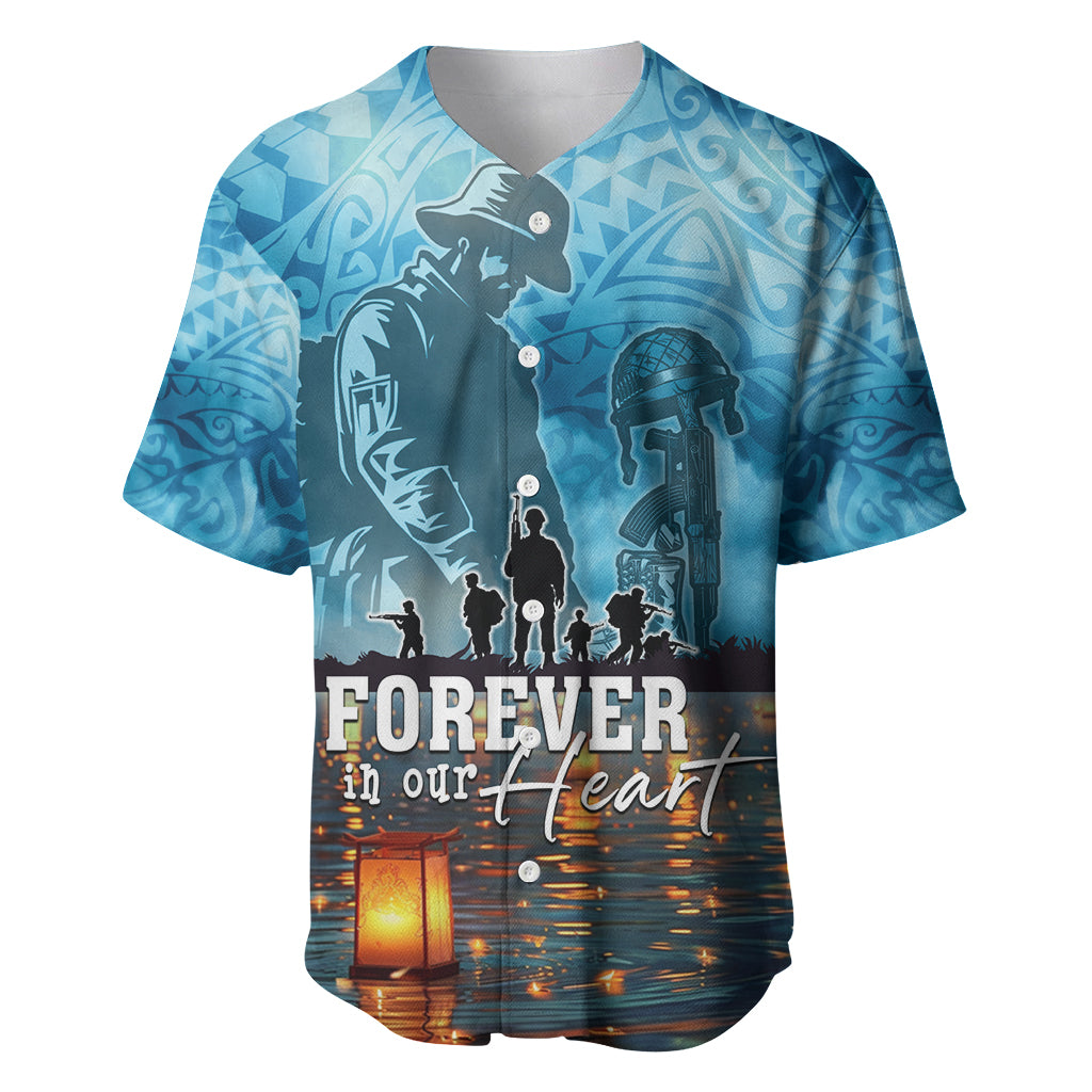 Hawaii Memorial Day Lantern Floating Baseball Jersey Always In Our Hearts LT05 Blue - Polynesian Pride