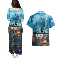 Hawaii Memorial Day Lantern Floating Couples Matching Puletasi and Hawaiian Shirt Always In Our Hearts