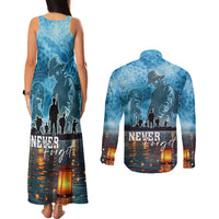 Hawaii Memorial Day Lantern Floating Couples Matching Tank Maxi Dress and Long Sleeve Button Shirt Always In Our Hearts LT05 - Polynesian Pride
