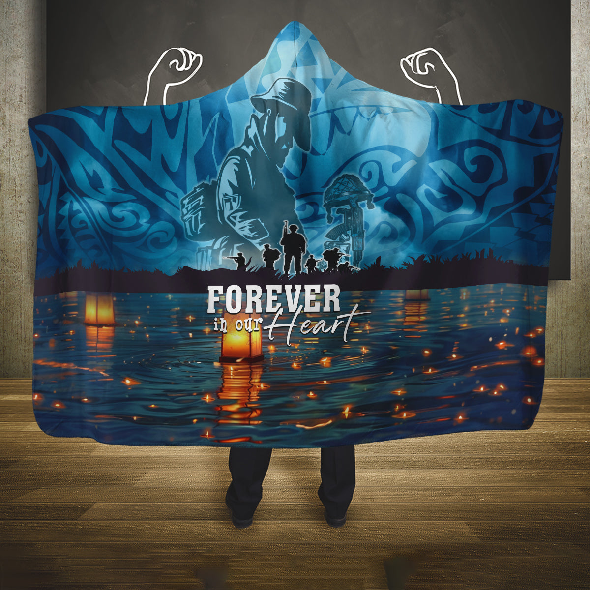 Hawaii Memorial Day Lantern Floating Hooded Blanket Always In Our Hearts