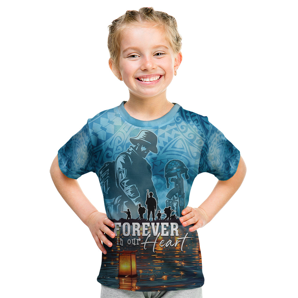 Hawaii Memorial Day Lantern Floating Kid T Shirt Always In Our Hearts LT05 Blue - Polynesian Pride