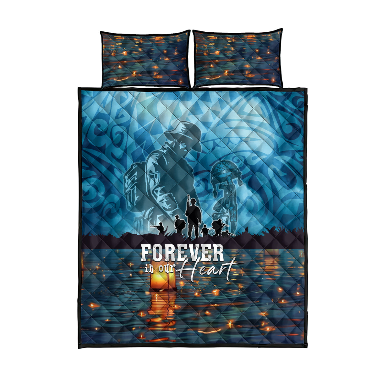 Hawaii Memorial Day Lantern Floating Quilt Bed Set Always In Our Hearts