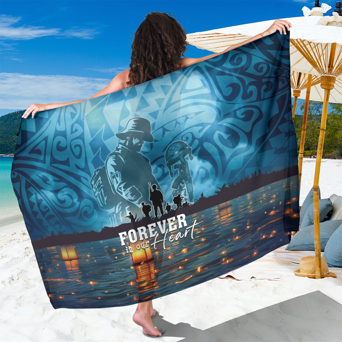 Hawaii Memorial Day Lantern Floating Sarong Always In Our Hearts