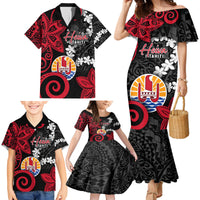 Tahiti Heiva Festival Family Matching Mermaid Dress and Hawaiian Shirt Floral Pattern With Coat Of Arms LT05 - Polynesian Pride