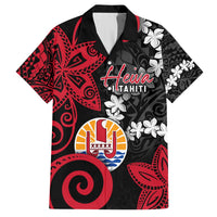 Tahiti Heiva Festival Hawaiian Shirt Floral Pattern With Coat Of Arms LT05 Black - Polynesian Pride