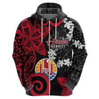 Tahiti Heiva Festival Hoodie Floral Pattern With Coat Of Arms