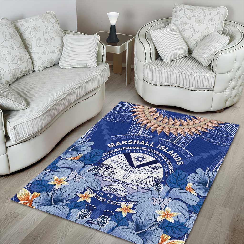 Marshall Islands Jemenei Day Area Rug Polynesian Tribal Tattoo Seashell Necklace