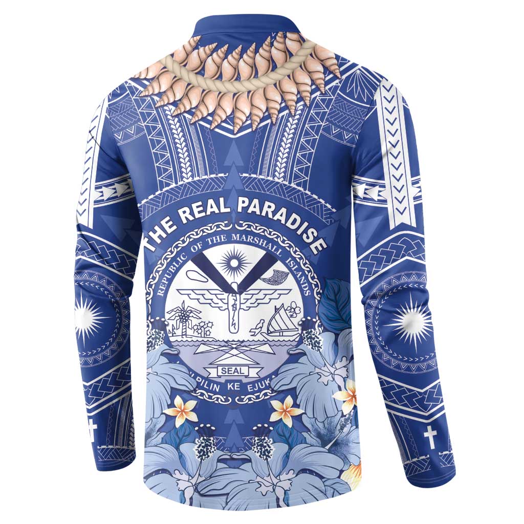 Marshall Islands Jemenei Day Button Sweatshirt Polynesian Tribal Tattoo Seashell Necklace LT05 - Polynesian Pride