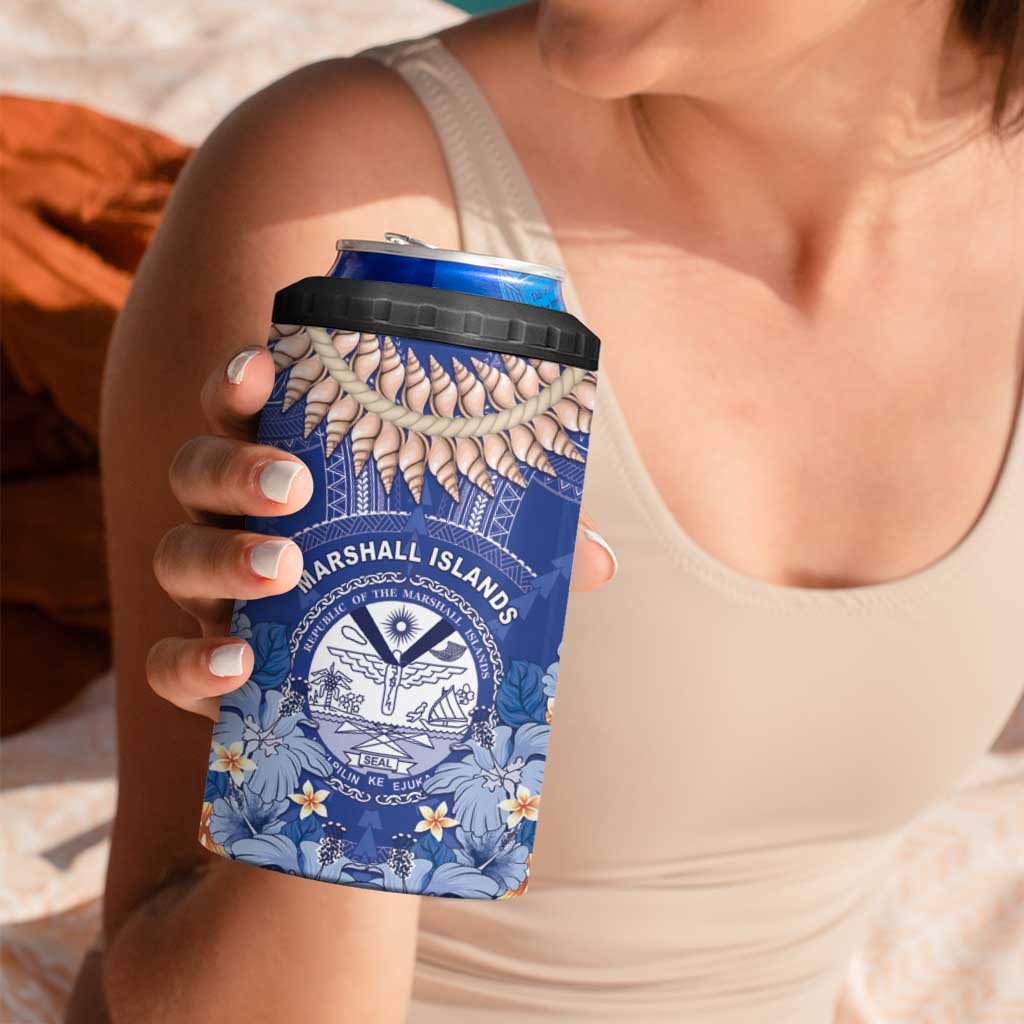 Marshall Islands Jemenei Day 4 in 1 Can Cooler Tumbler Polynesian Tribal Tattoo Seashell Necklace LT05 - Polynesian Pride