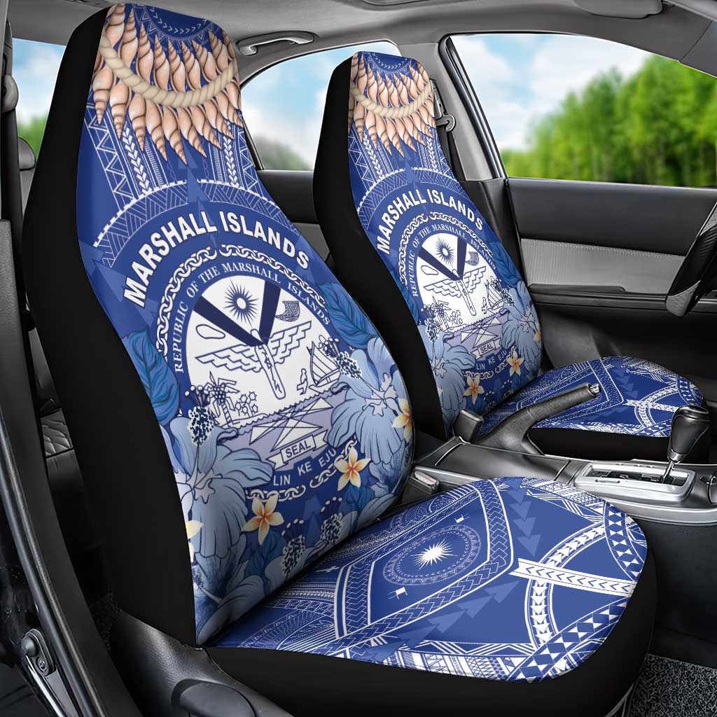 Marshall Islands Jemenei Day Car Seat Cover Polynesian Tribal Tattoo Seashell Necklace