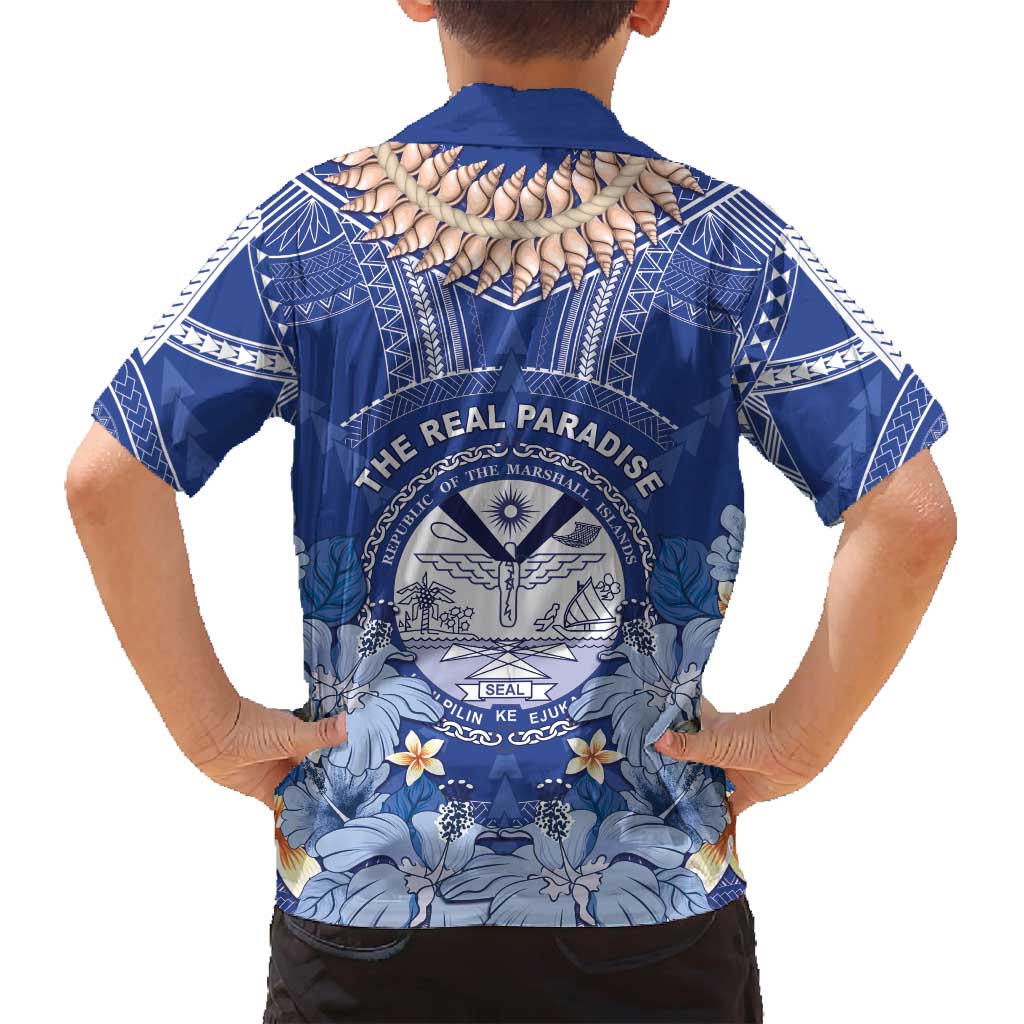 Marshall Islands Jemenei Day Family Matching Long Sleeve Bodycon Dress and Hawaiian Shirt Polynesian Tribal Tattoo Seashell Necklace LT05 - Polynesian Pride