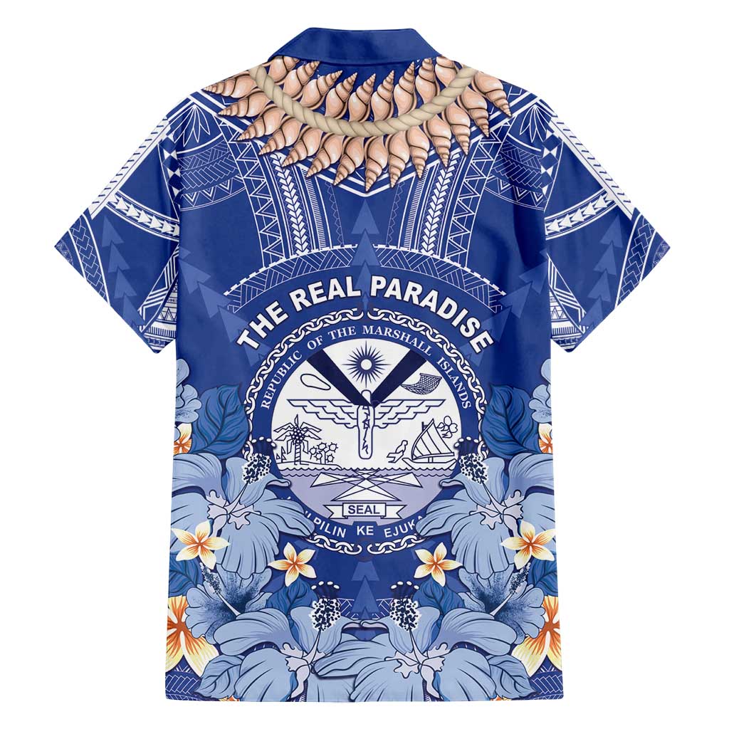 Marshall Islands Jemenei Day Family Matching Long Sleeve Bodycon Dress and Hawaiian Shirt Polynesian Tribal Tattoo Seashell Necklace LT05 - Polynesian Pride