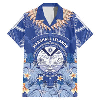 Marshall Islands Jemenei Day Family Matching Mermaid Dress and Hawaiian Shirt Polynesian Tribal Tattoo Seashell Necklace LT05 Dad's Shirt - Short Sleeve Blue - Polynesian Pride