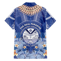 Marshall Islands Jemenei Day Family Matching Off Shoulder Maxi Dress and Hawaiian Shirt Polynesian Tribal Tattoo Seashell Necklace