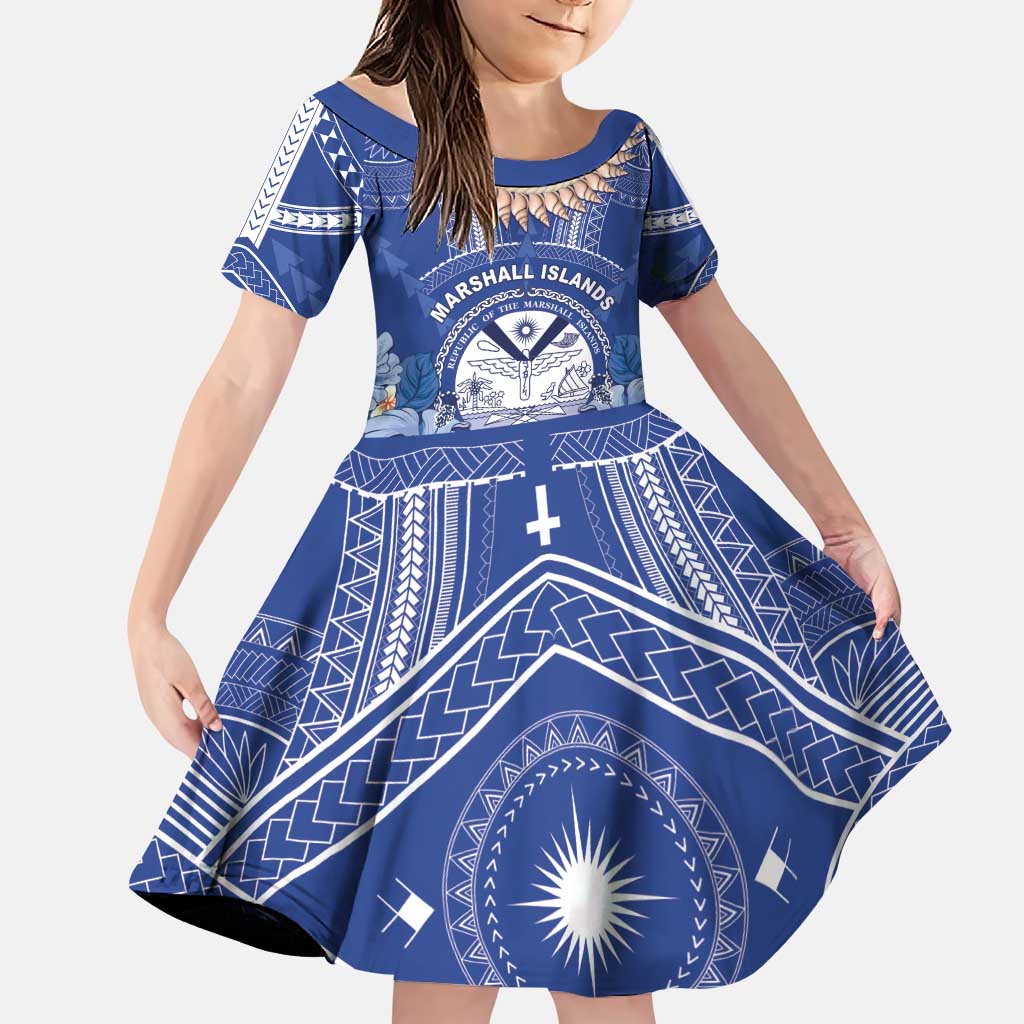Marshall Islands Jemenei Day Family Matching Puletasi and Hawaiian Shirt Polynesian Tribal Tattoo Seashell Necklace